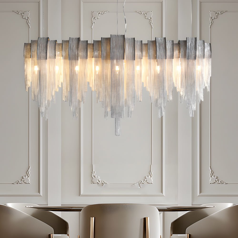 Waves Aluminum Tassel Chain Chandelier with 3-Step Dimming