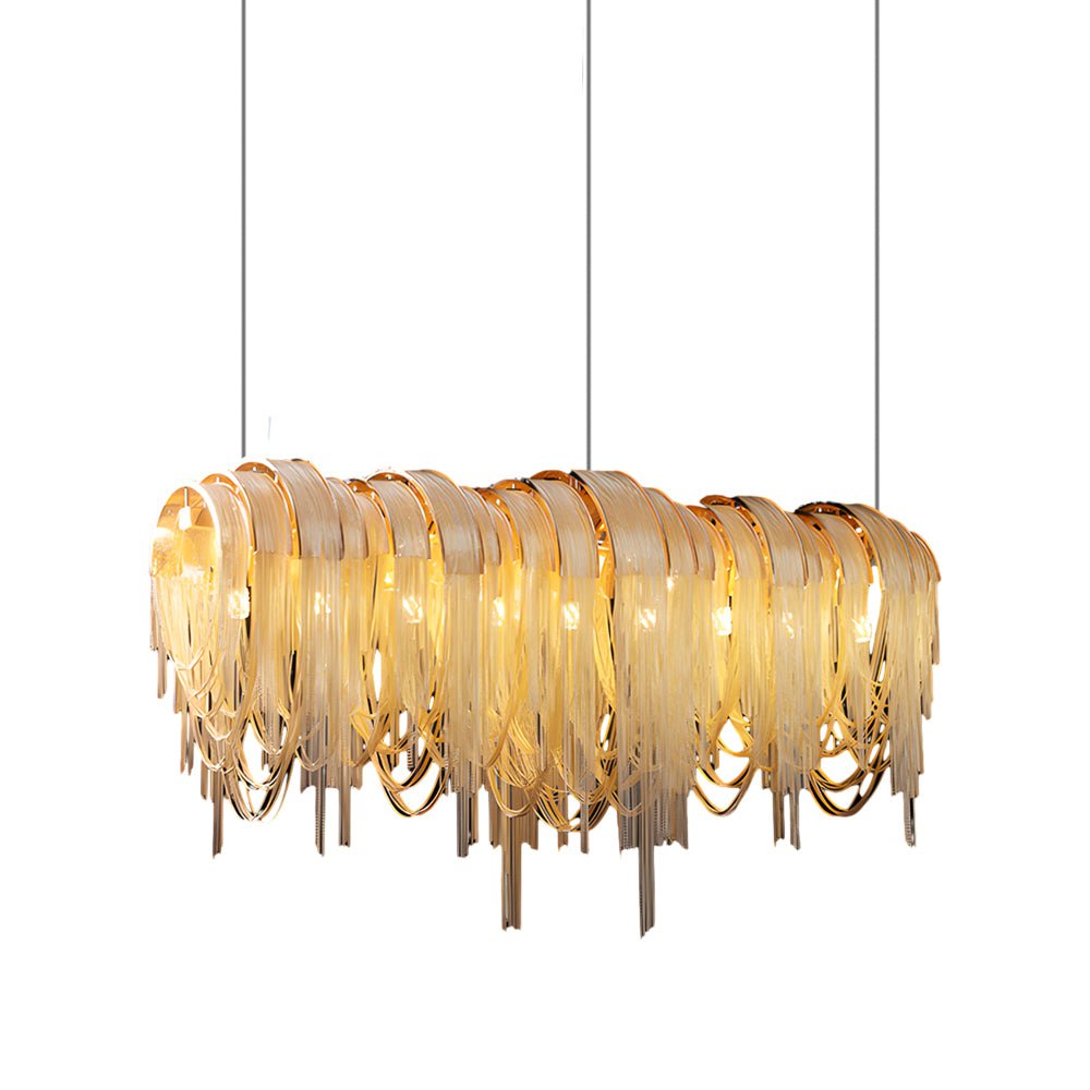 Waves Aluminum Tassel Chain Chandelier with 3-Step Dimming