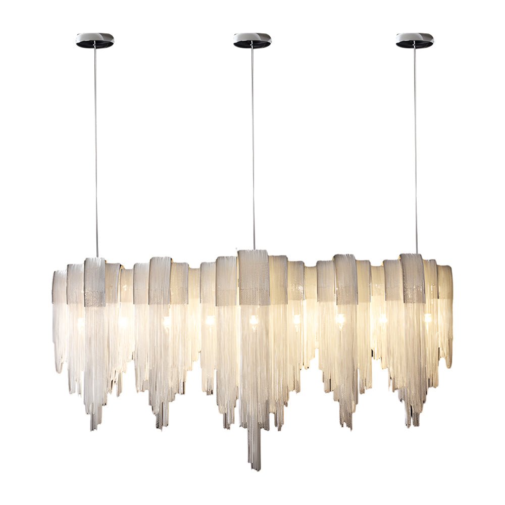 Waves Aluminum Tassel Chain Chandelier with 3-Step Dimming