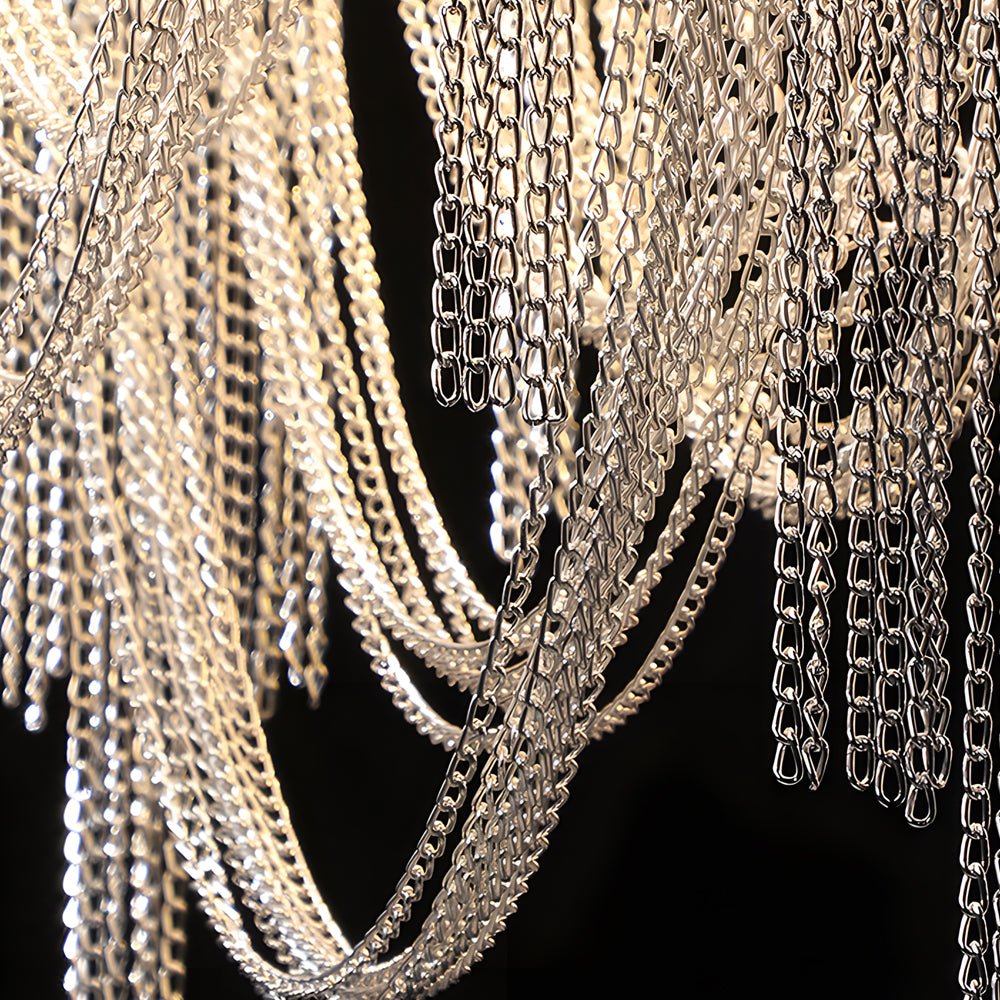 Waves Aluminum Tassel Chain Chandelier with 3-Step Dimming