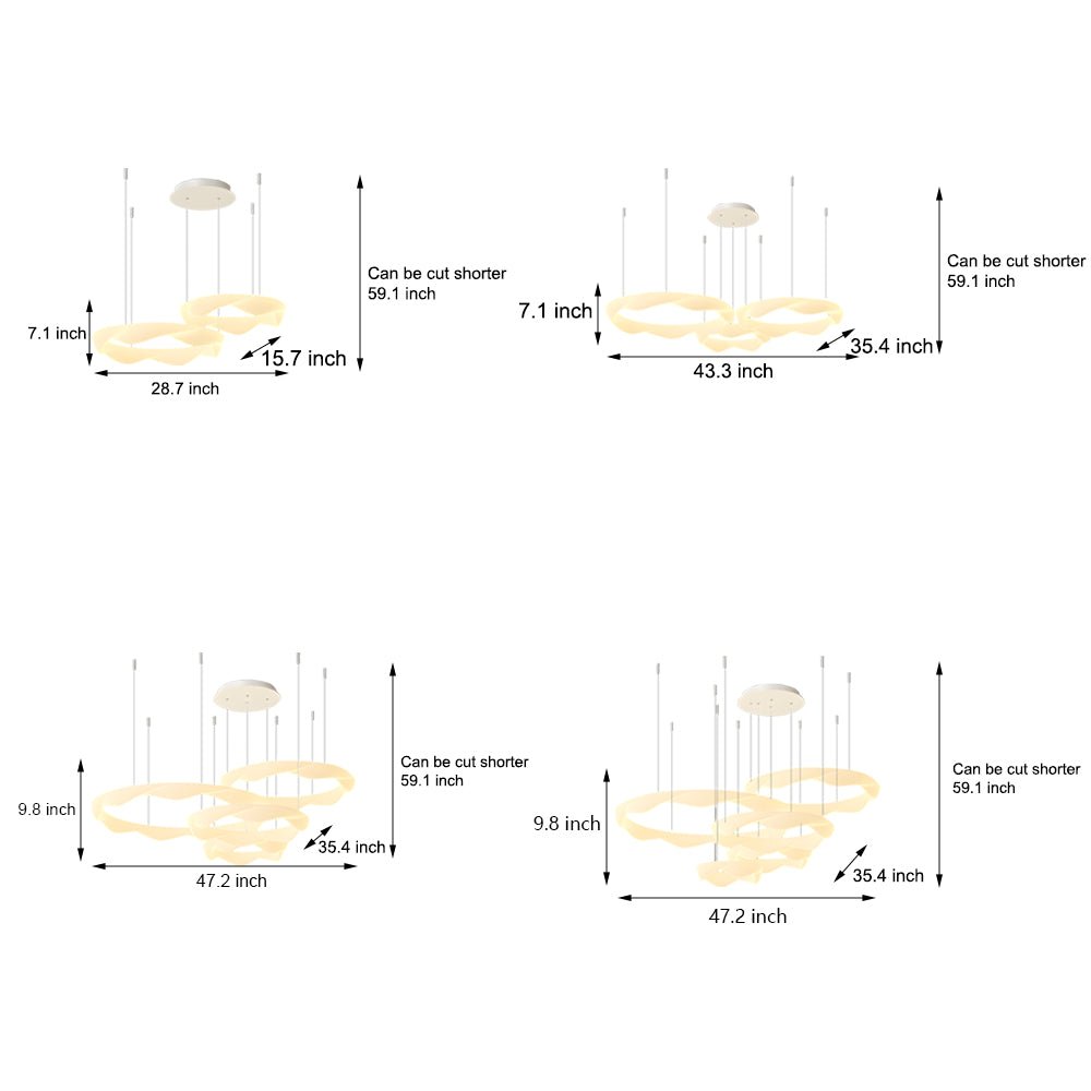 Wavy Circle Ring Modern LED Chandelier with Three-Step Dimming