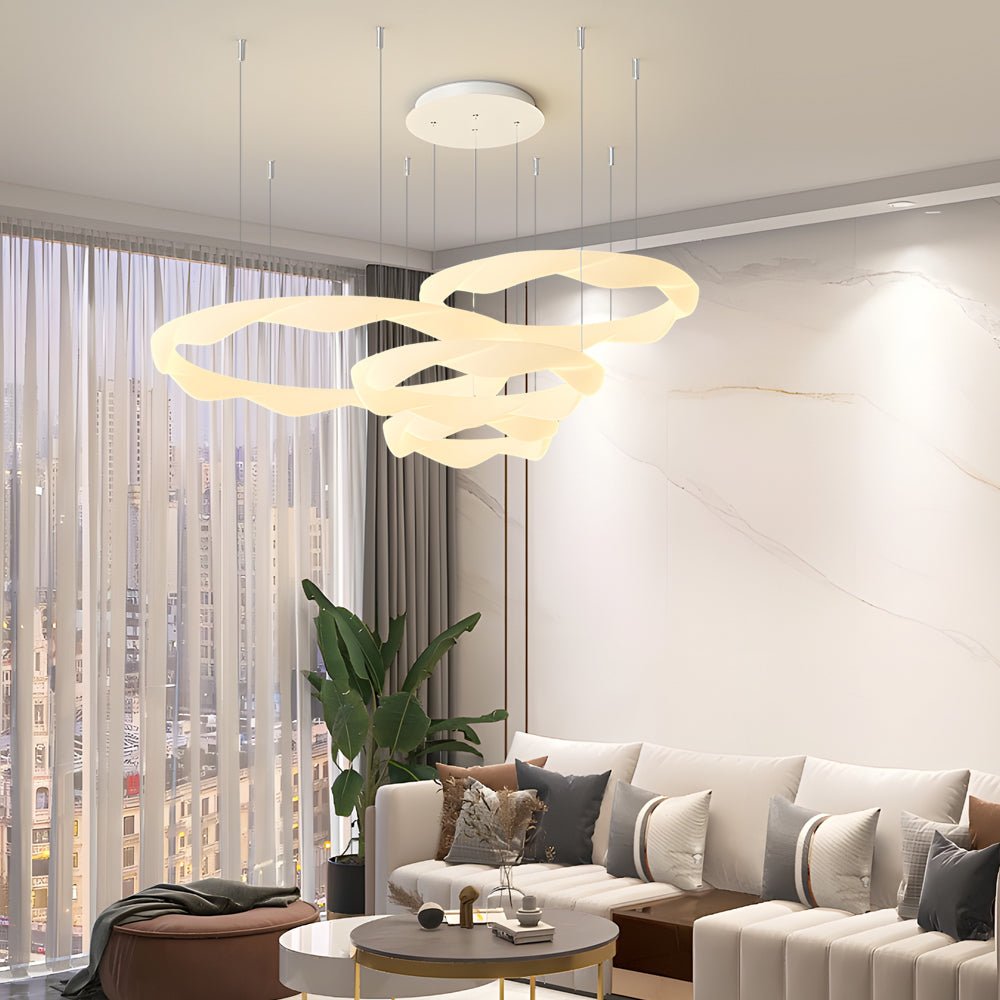 Wavy Circle Ring Modern LED Chandelier with Three-Step Dimming