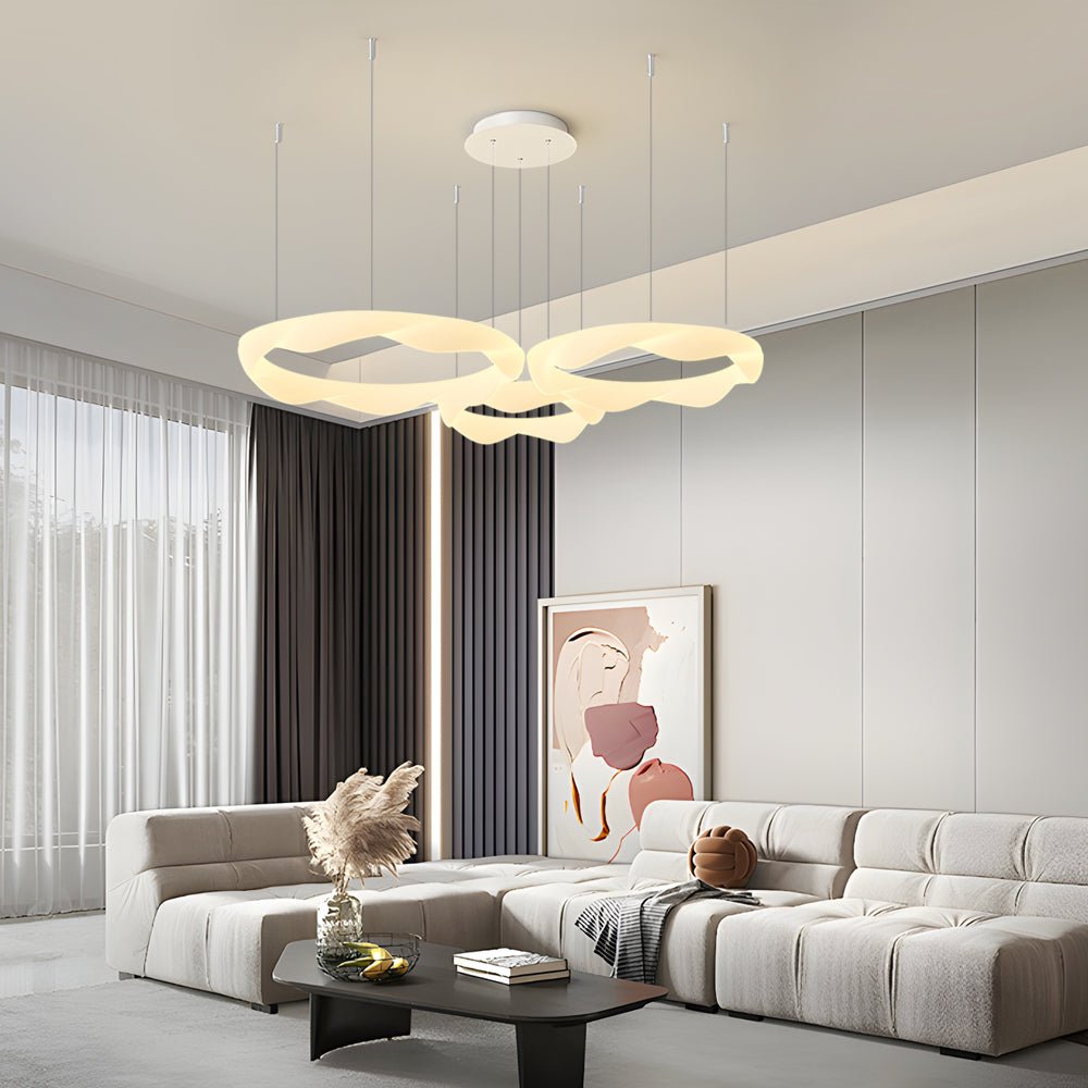 Wavy Circle Ring Modern LED Chandelier with Three-Step Dimming