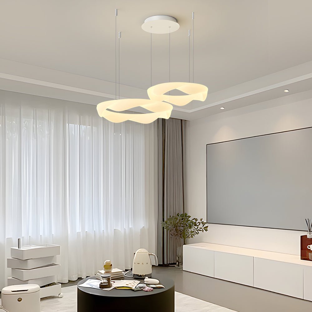 Wavy Circle Ring Modern LED Chandelier with Three-Step Dimming