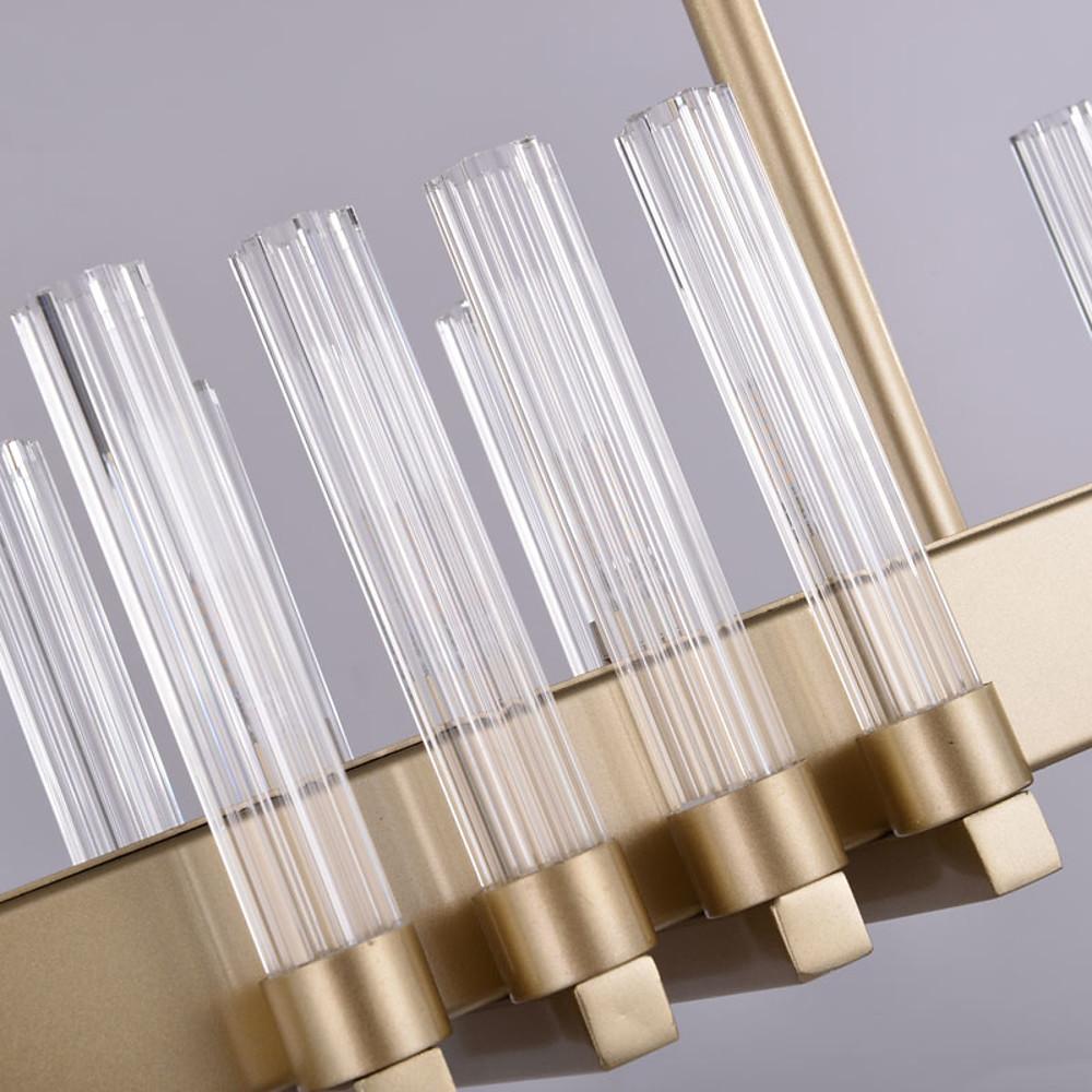 Linear Metal & Glass LED Chandelier – Modern Ambient Lighting