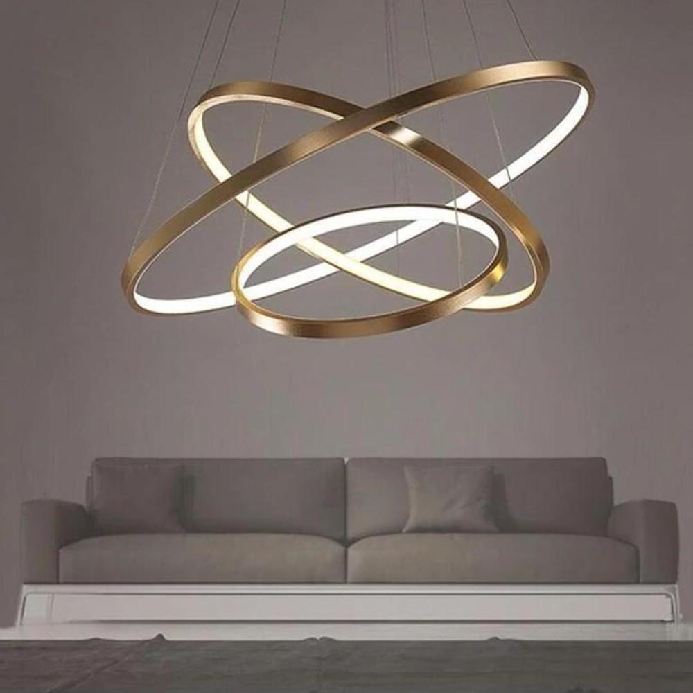 3-Ring Interweaved Circle LED Pendant Light Aluminum Acrylic