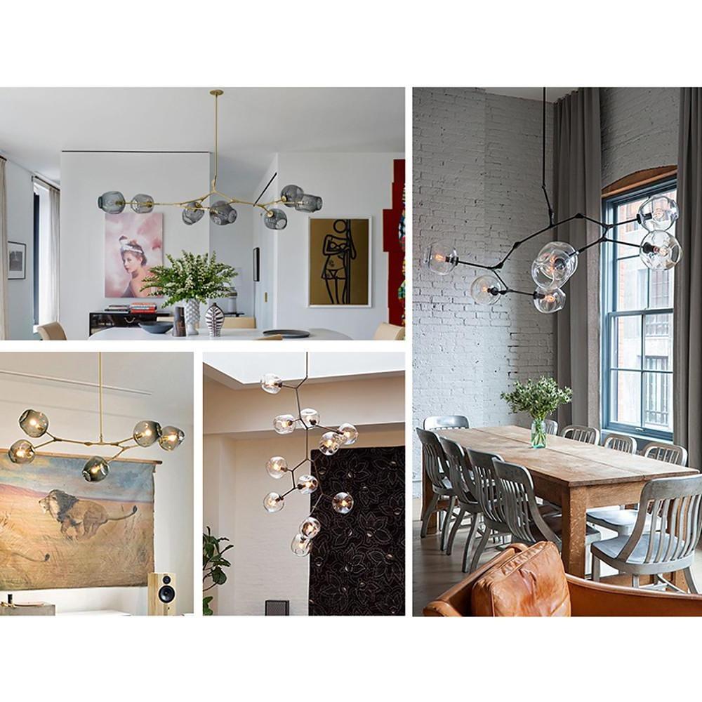 Sputnik Industrial Glass Chandelier with Customizable Shades