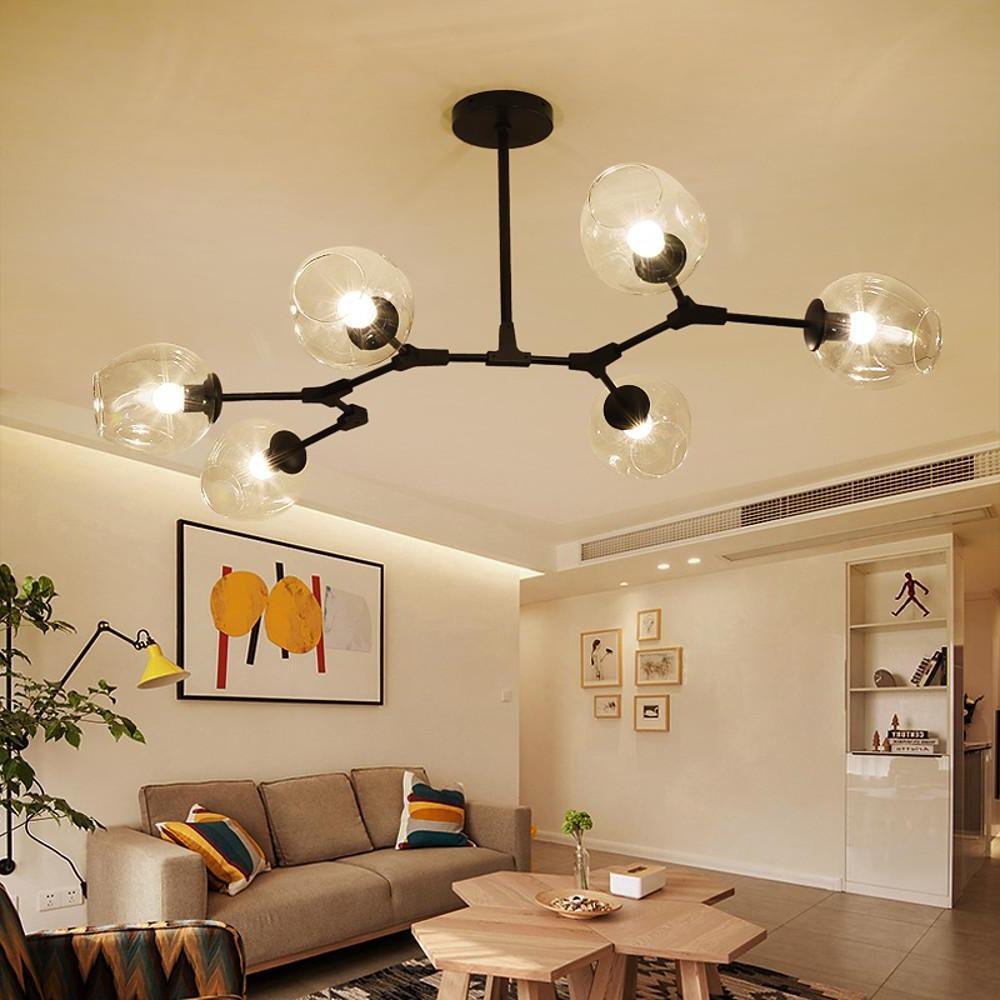 Nordic Sputnik Chandelier 6-Light Blown Glass Contemporary