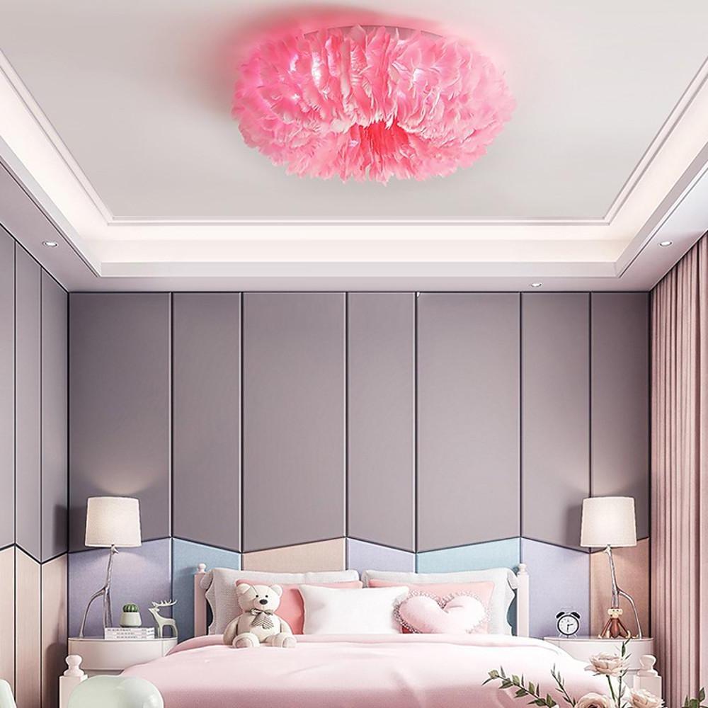 Nordic Feather Flush Mount Ceiling Light - Round LED Chandelier