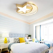 Moon Star Flush Mount Light LED Kids Bedroom Ceiling Light