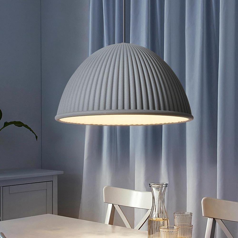 Industrial Pendant Light with Cement Shade & Metal Accent