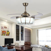 Industrial Bronze Retractable LED Ceiling Fan Light