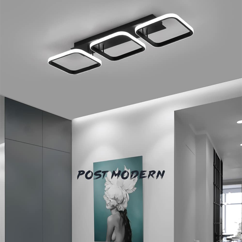 Modern Black Triple Square LED Flush Mount Ceiling Light