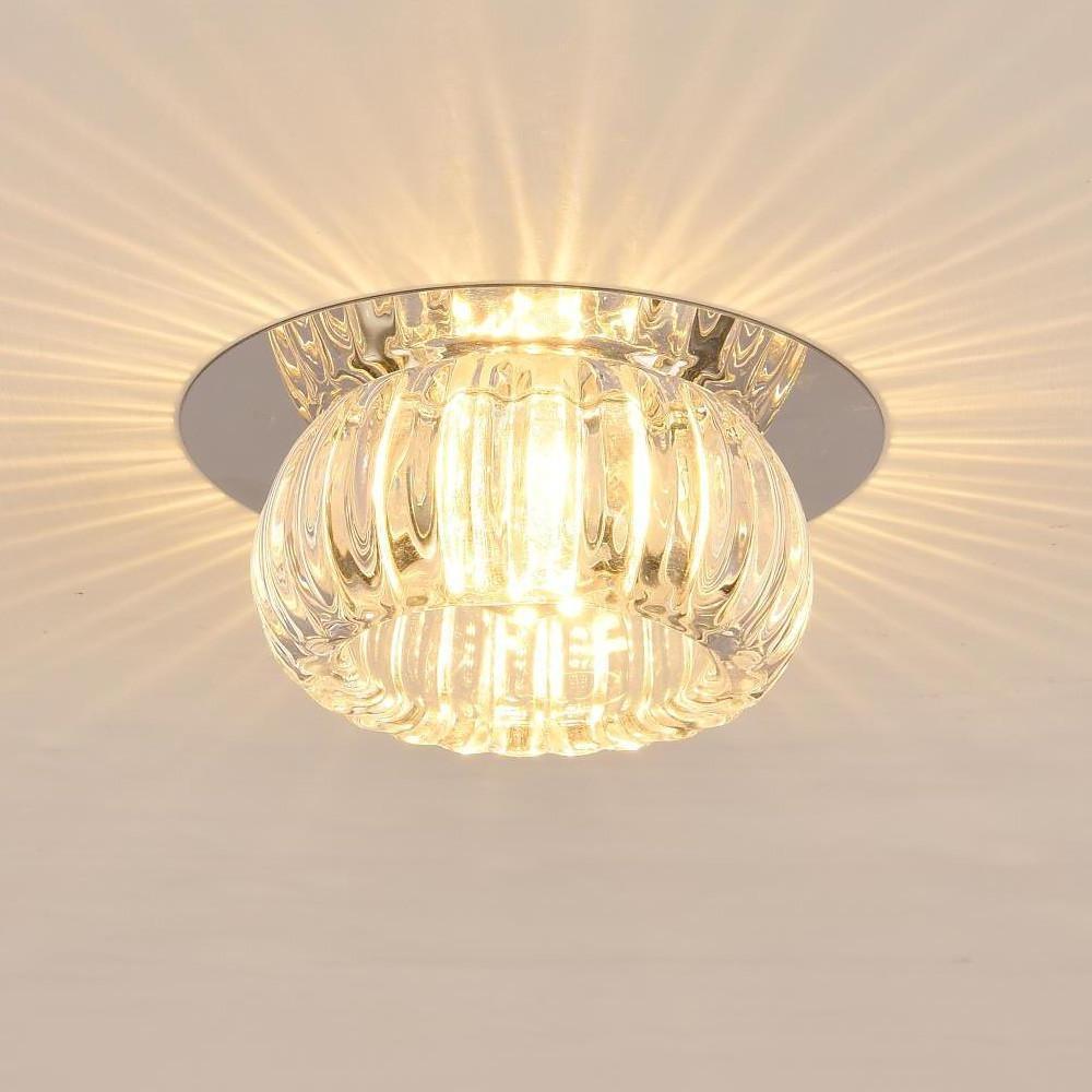 Geometric Crystal Flush Mount Ceiling Light Metal LED 4 Inch