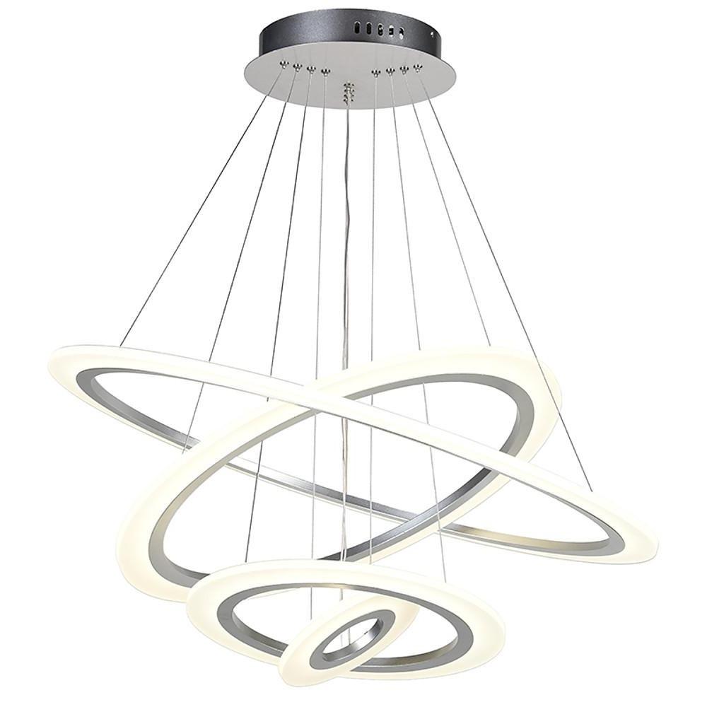 Adjustable 4-Ring LED Modern Pendant Chandelier – Metal & Acrylic