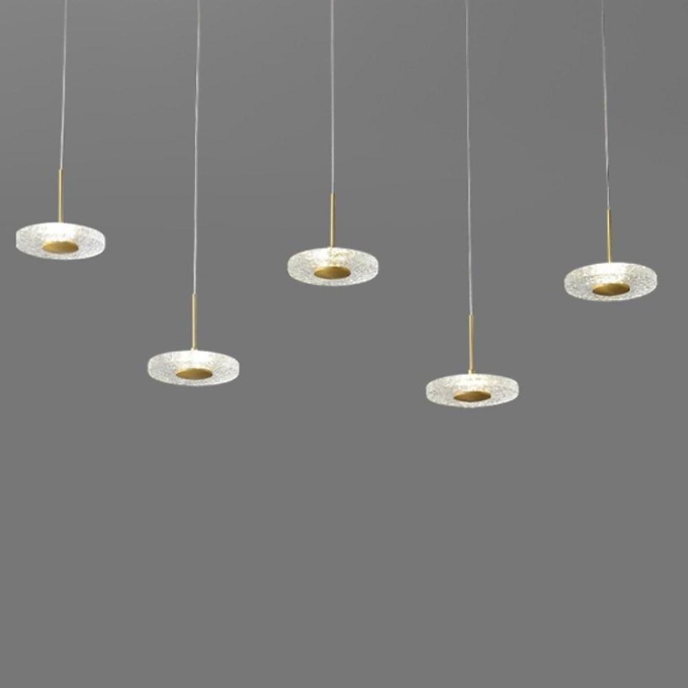 Gold Circular Pendant Light with Acrylic Shade LED Ambient Lighting