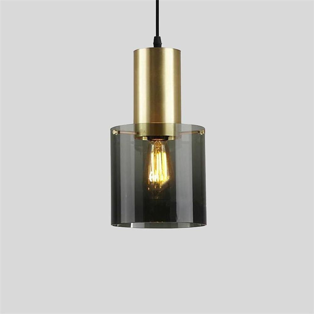 Nordic Glass Cylinder Pendant Light with Electroplated Metal Finish