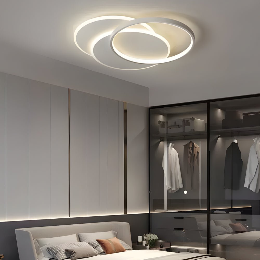 Modern 3-Circle LED Flush Mount Ceiling Light - White Acrylic
