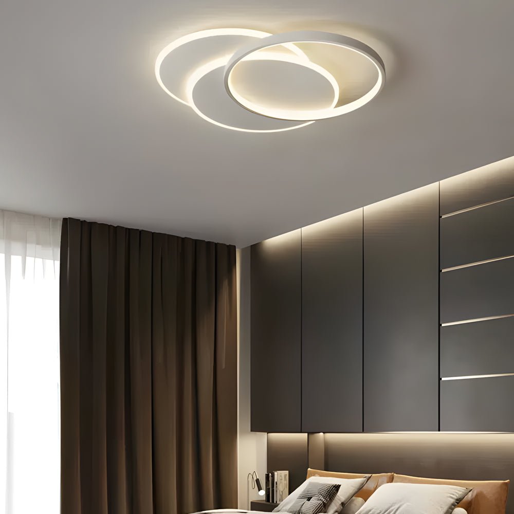 Modern 3-Circle LED Flush Mount Ceiling Light - White Acrylic