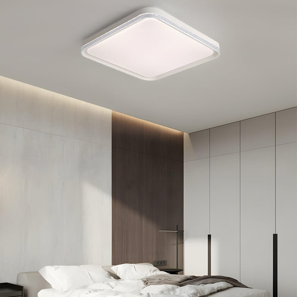Modern White Acrylic LED Flush Mount Ceiling Light with Remote