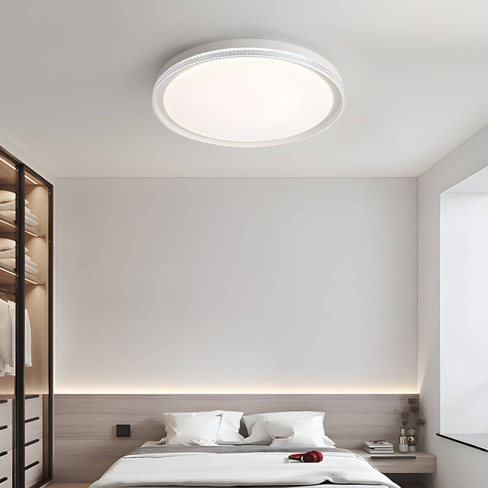 Modern White Acrylic LED Flush Mount Ceiling Light with Remote