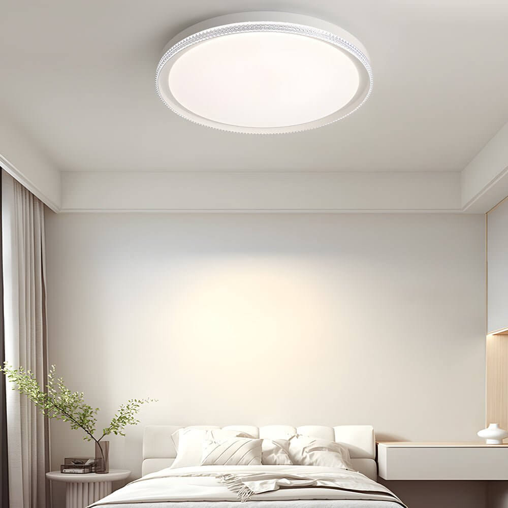 Modern White Acrylic LED Flush Mount Ceiling Light with Remote