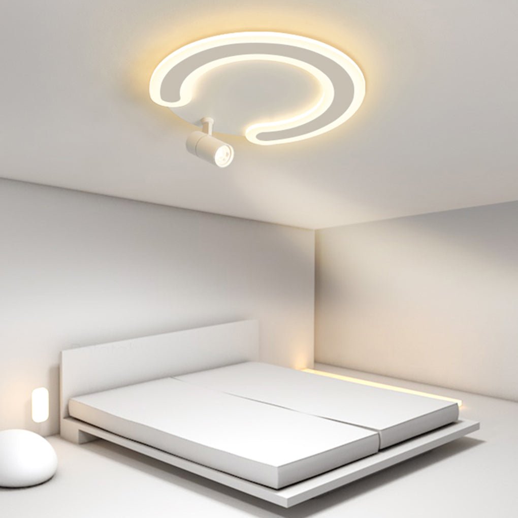 White Arc Flush Mount Light with Adjustable Spotlight