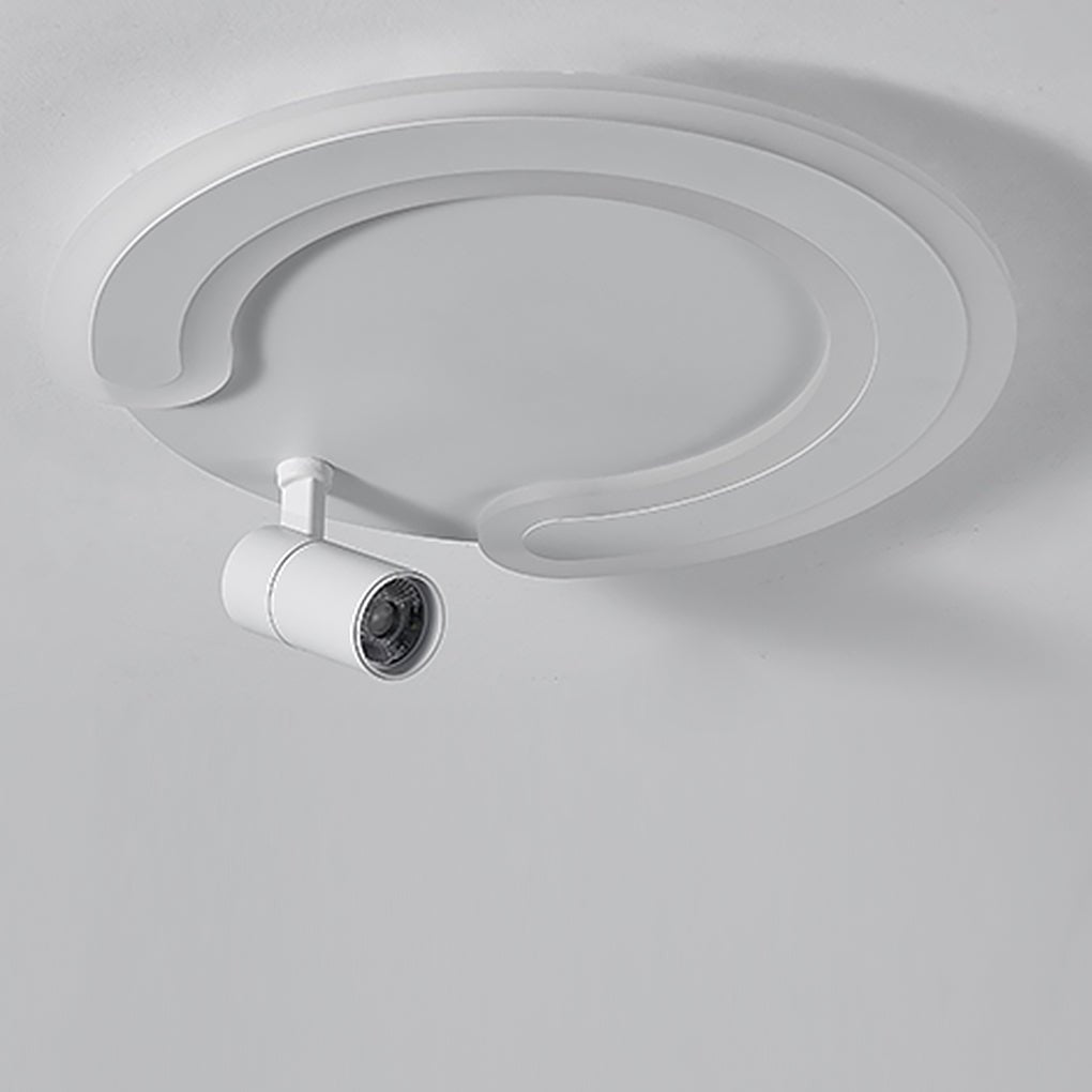White Arc Flush Mount Light with Adjustable Spotlight