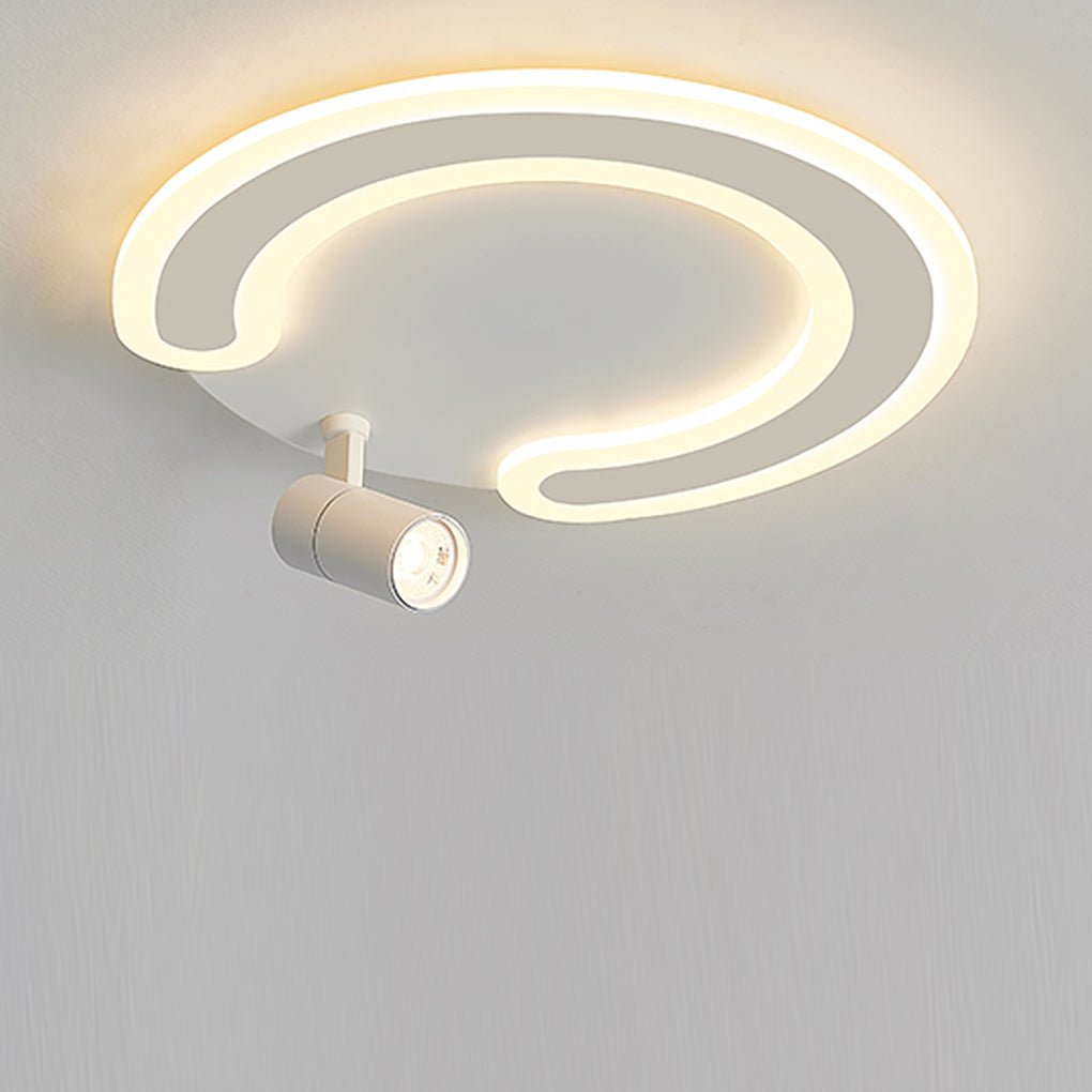 White Arc Flush Mount Light with Adjustable Spotlight