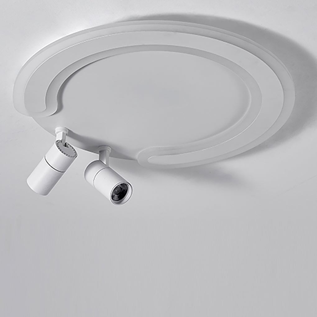 White Arc Flush Mount Light with Adjustable Spotlight