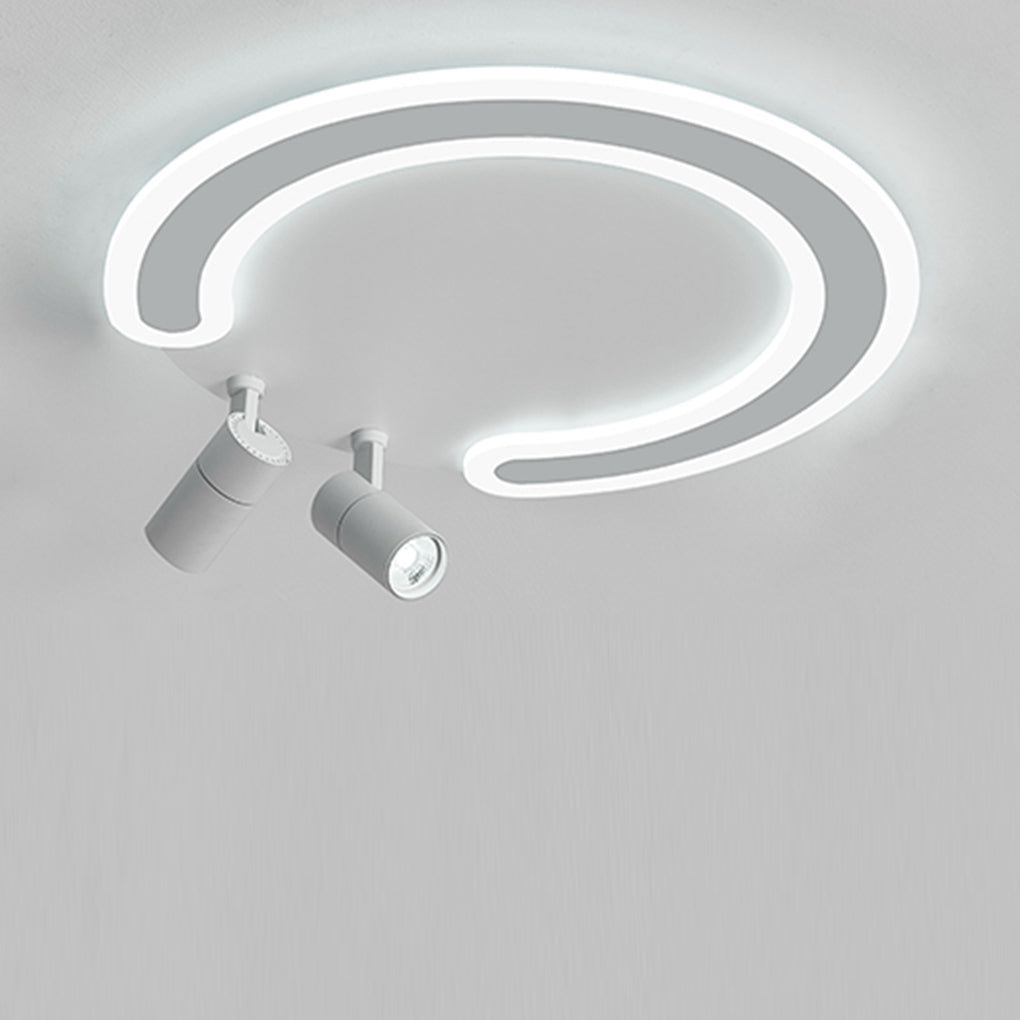 White Arc Flush Mount Light with Adjustable Spotlight