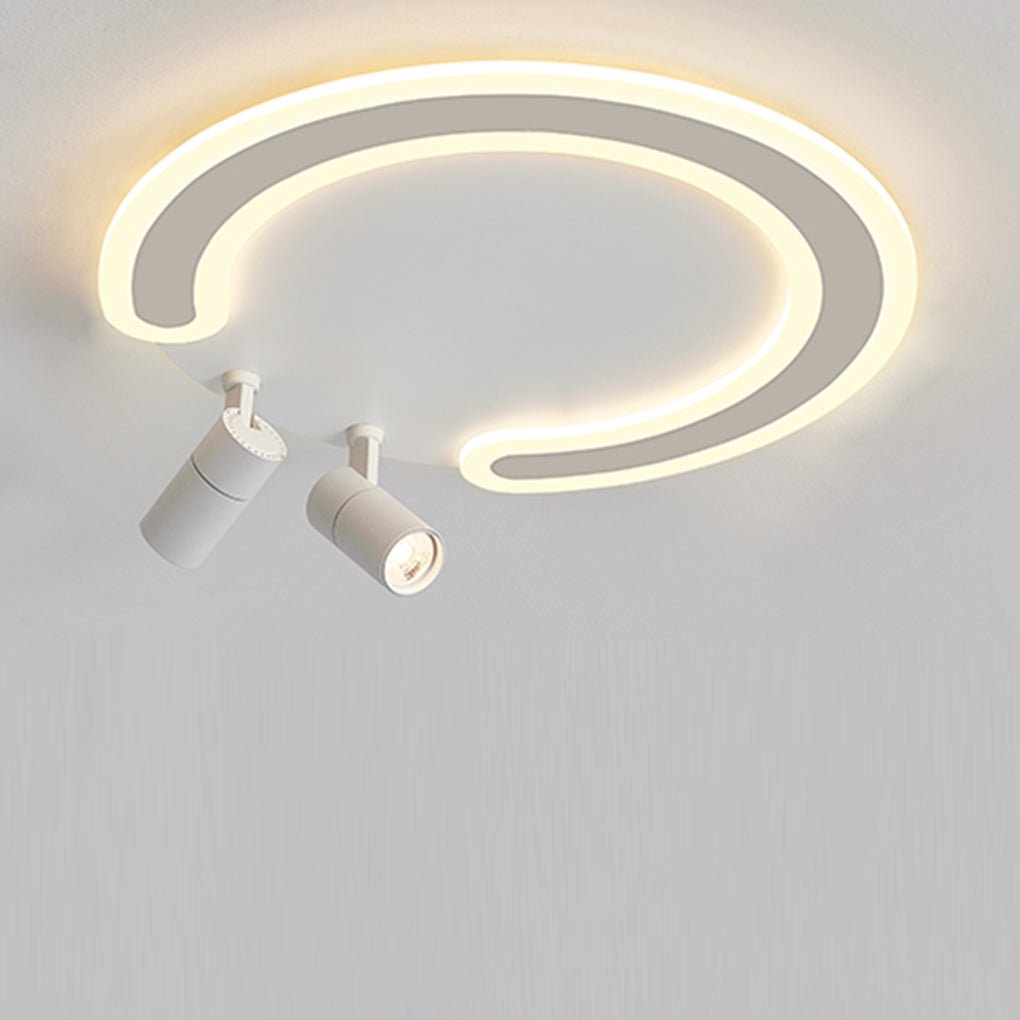 White Arc Flush Mount Light with Adjustable Spotlight