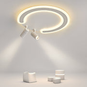 White Arc Flush Mount Light with Adjustable Spotlight