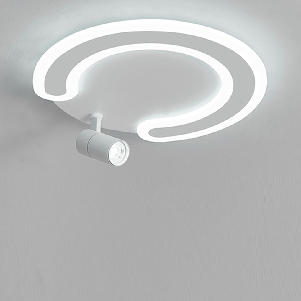 White Arc Flush Mount Light with Adjustable Spotlight