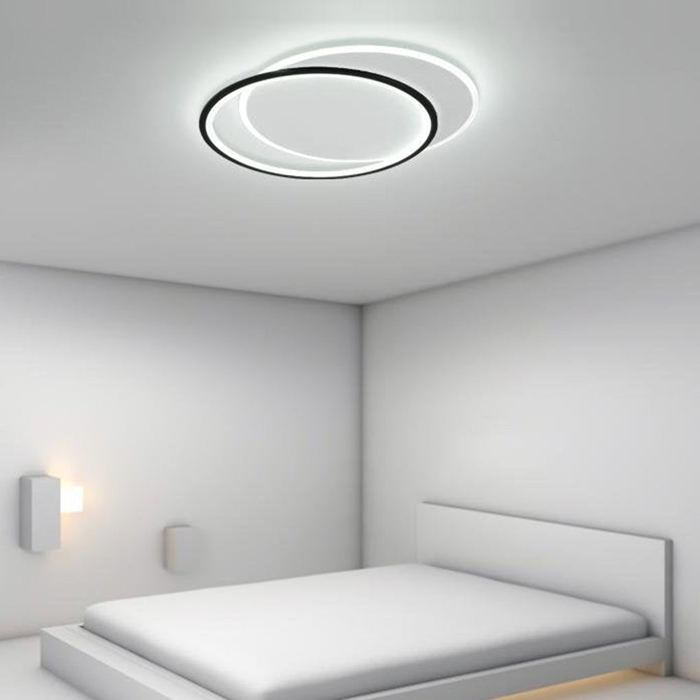 Modern Overlapped Round Flush Mount Ceiling Light White Black