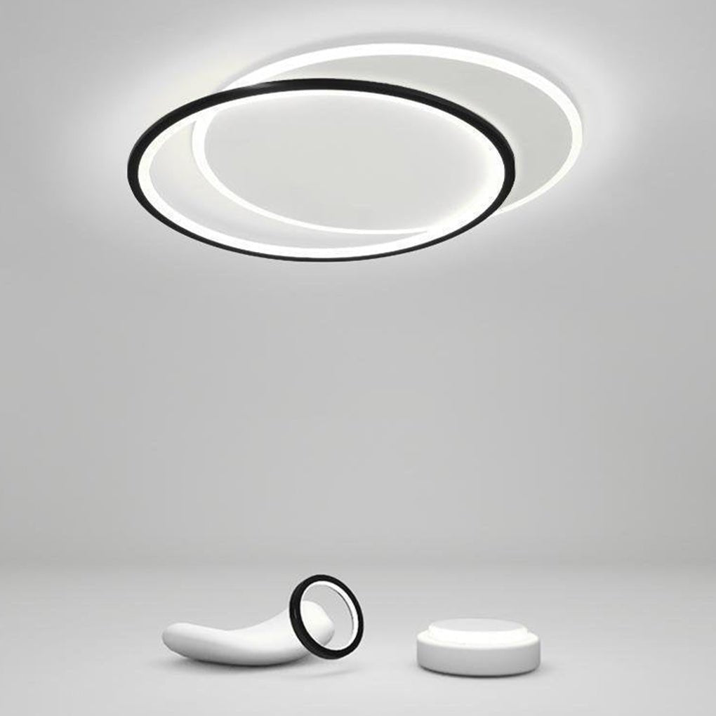 Modern Overlapped Round Flush Mount Ceiling Light White Black