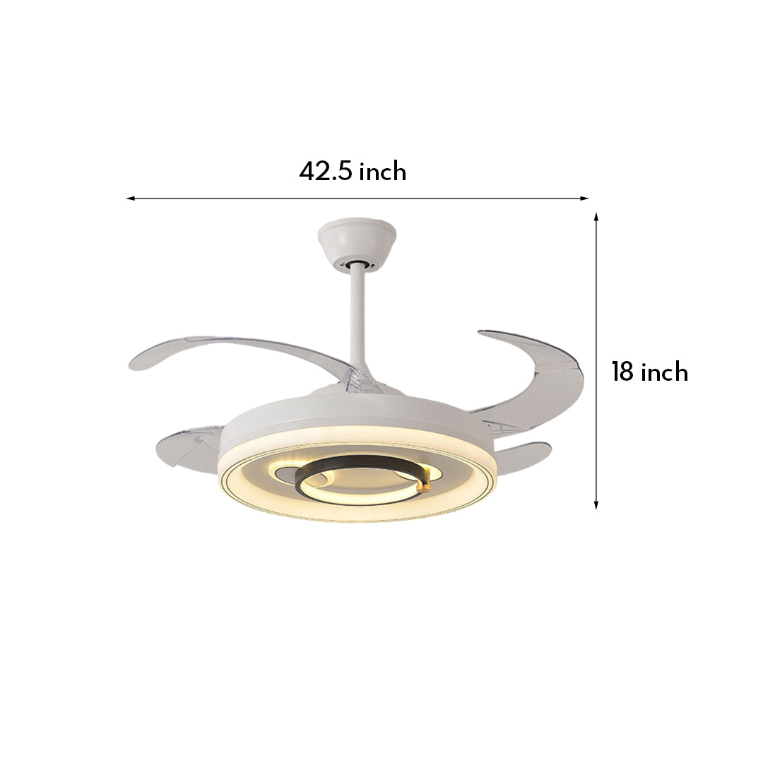 Modern White Ceiling Fan Light with Retractable Blades