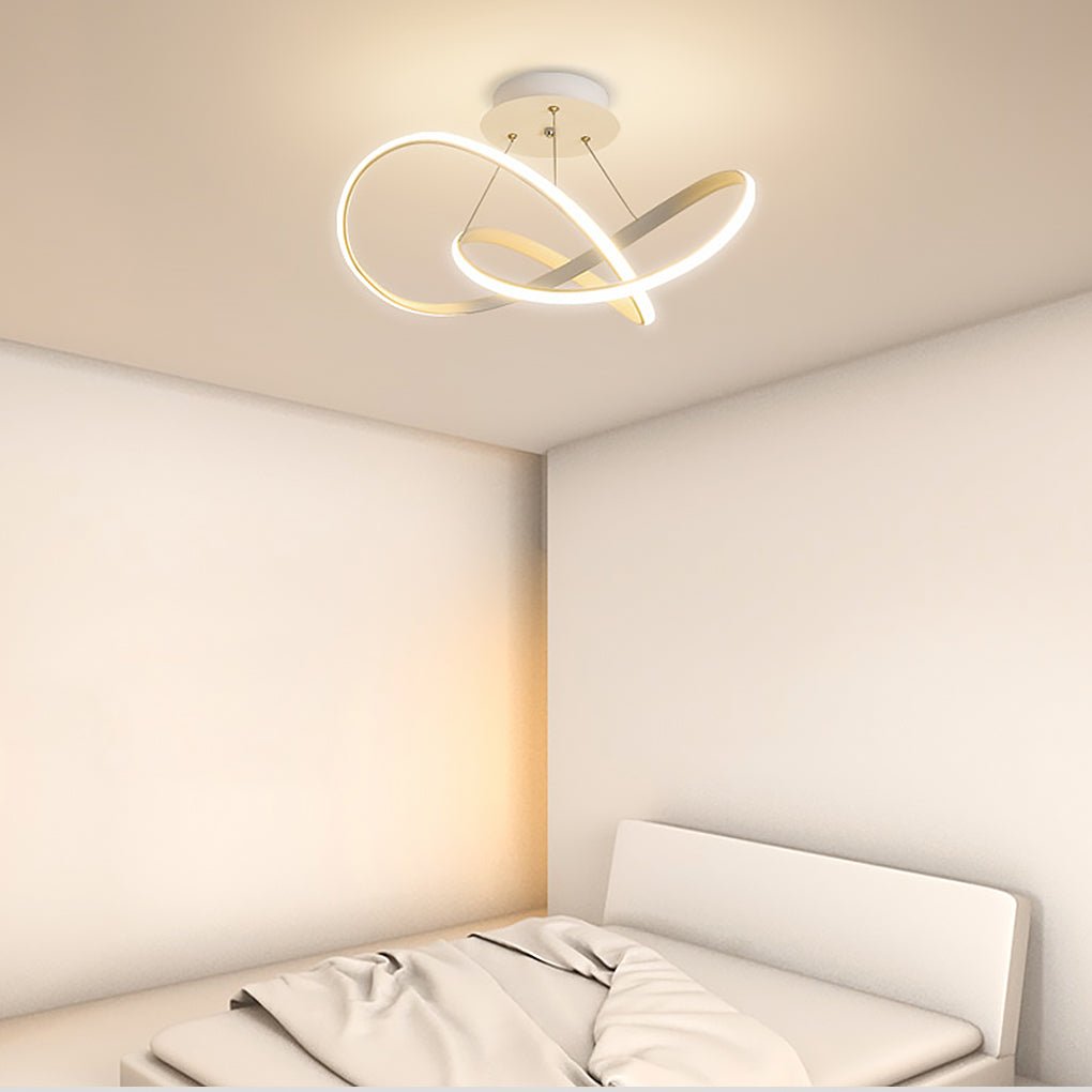 White Dimmable LED Flush Mount Ceiling Light with Geometric Design