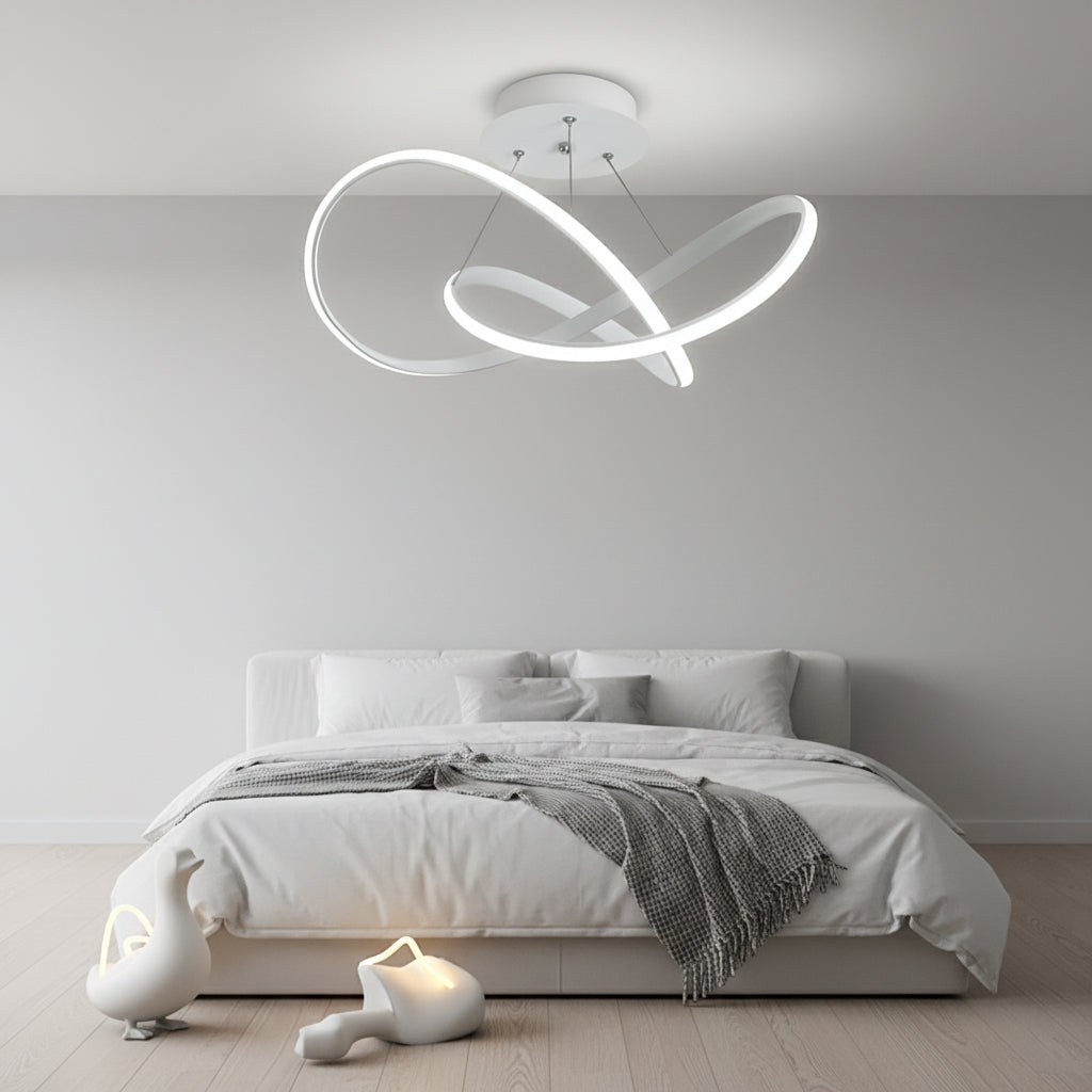 White Dimmable LED Flush Mount Ceiling Light with Geometric Design