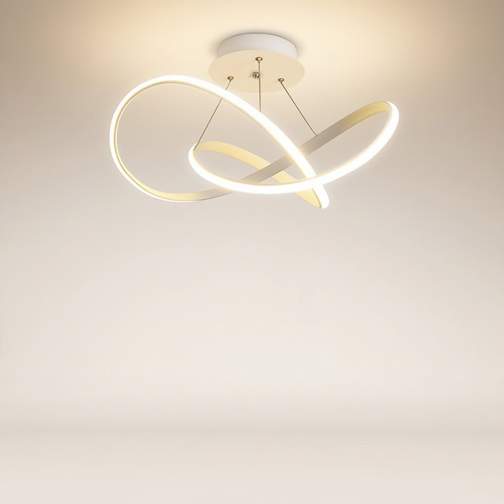 White Dimmable LED Flush Mount Ceiling Light with Geometric Design
