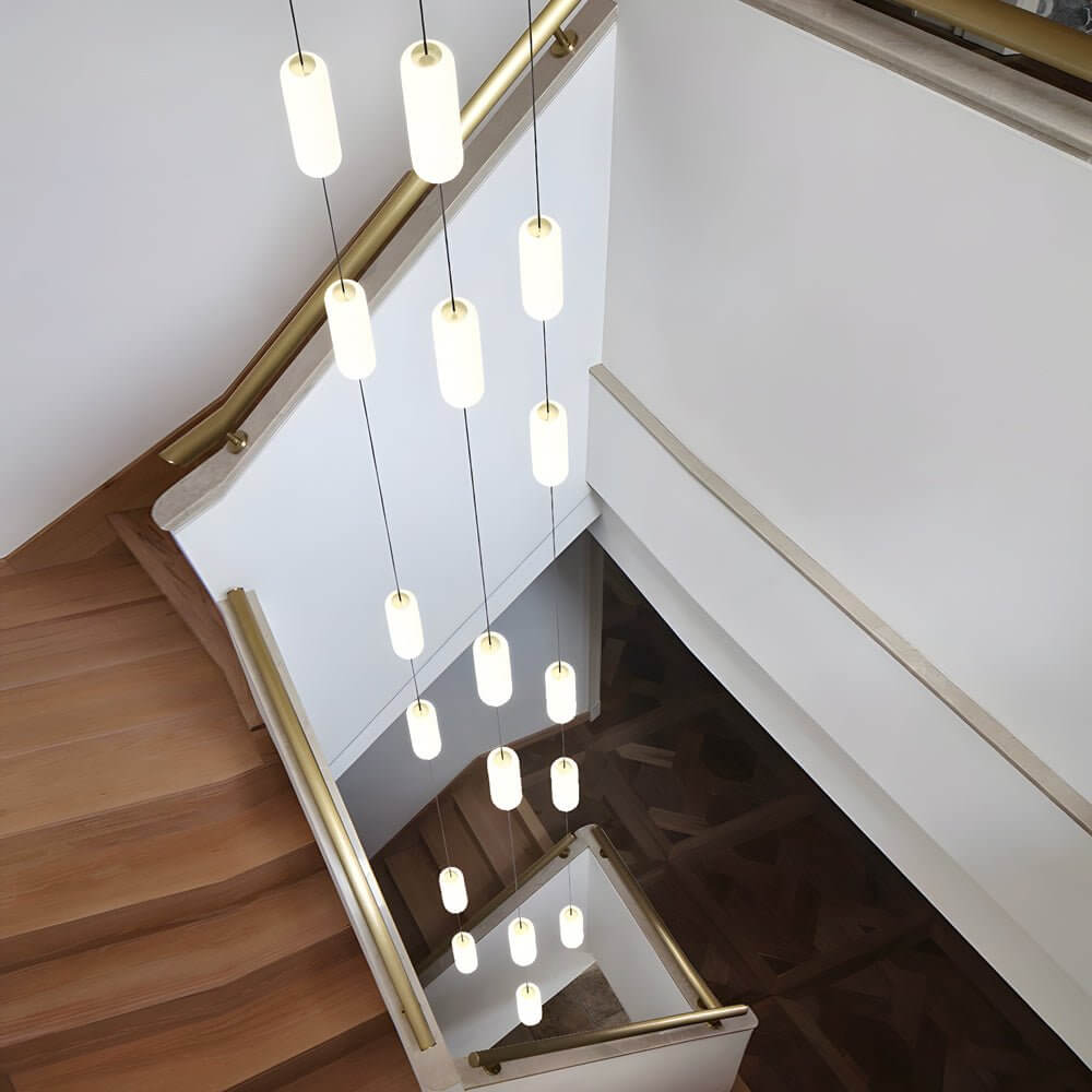 Modern White Tube Multi-Light Staircase Pendant Chandelier