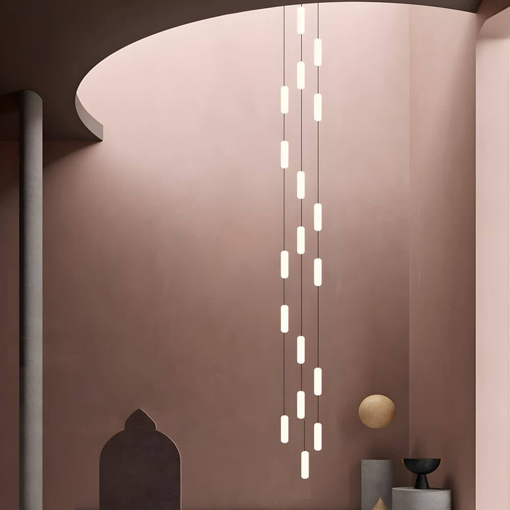 Modern White Tube Multi-Light Staircase Pendant Chandelier