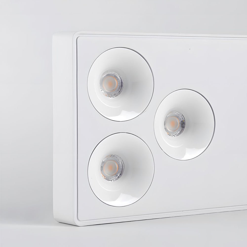 Modern 6-Light Rectangular Aluminum Flush Mount Spotlight - White