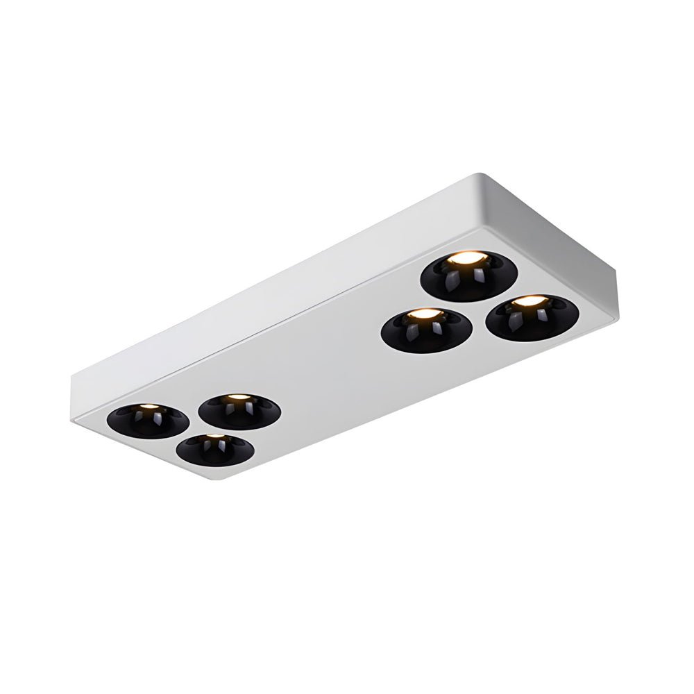 Modern 6-Light Rectangular Aluminum Flush Mount Spotlight - White