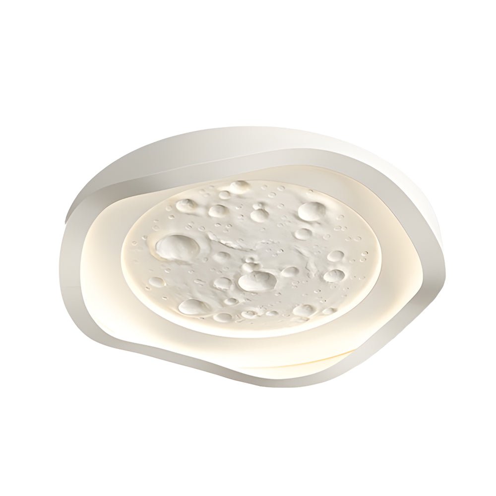 White Resin Lunar Wave LED Flush Mount Ceiling Light - Modern