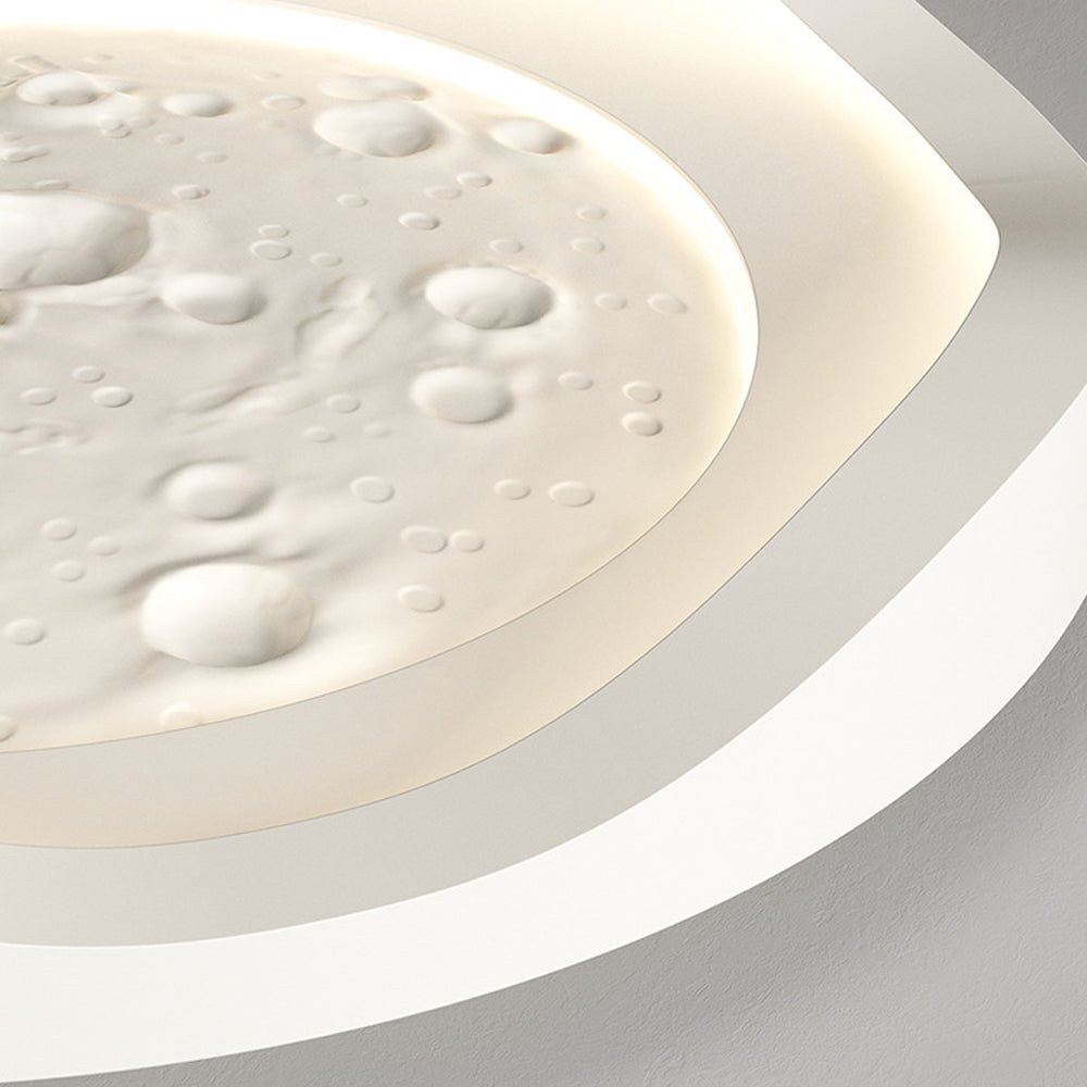White Resin Lunar Wave LED Flush Mount Ceiling Light - Modern