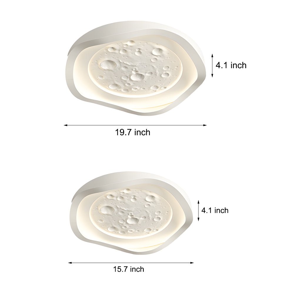 White Resin Lunar Wave LED Flush Mount Ceiling Light - Modern