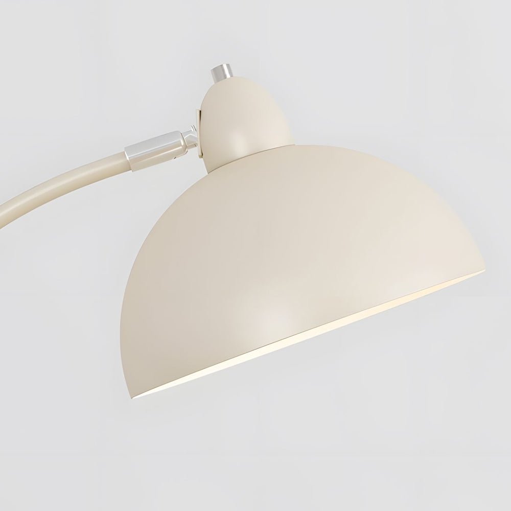 White Arc Floor Lamp with Dome Shade and Marble Base