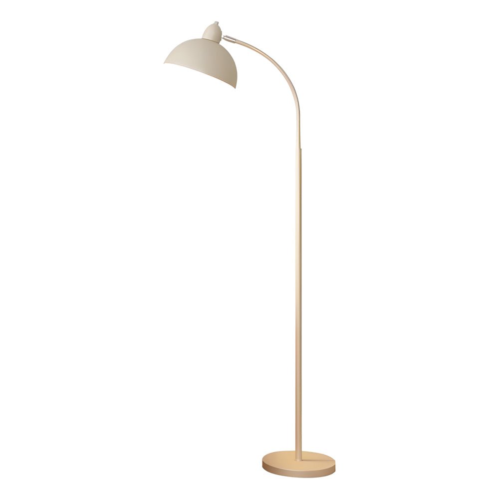 White Arc Floor Lamp with Dome Shade and Marble Base