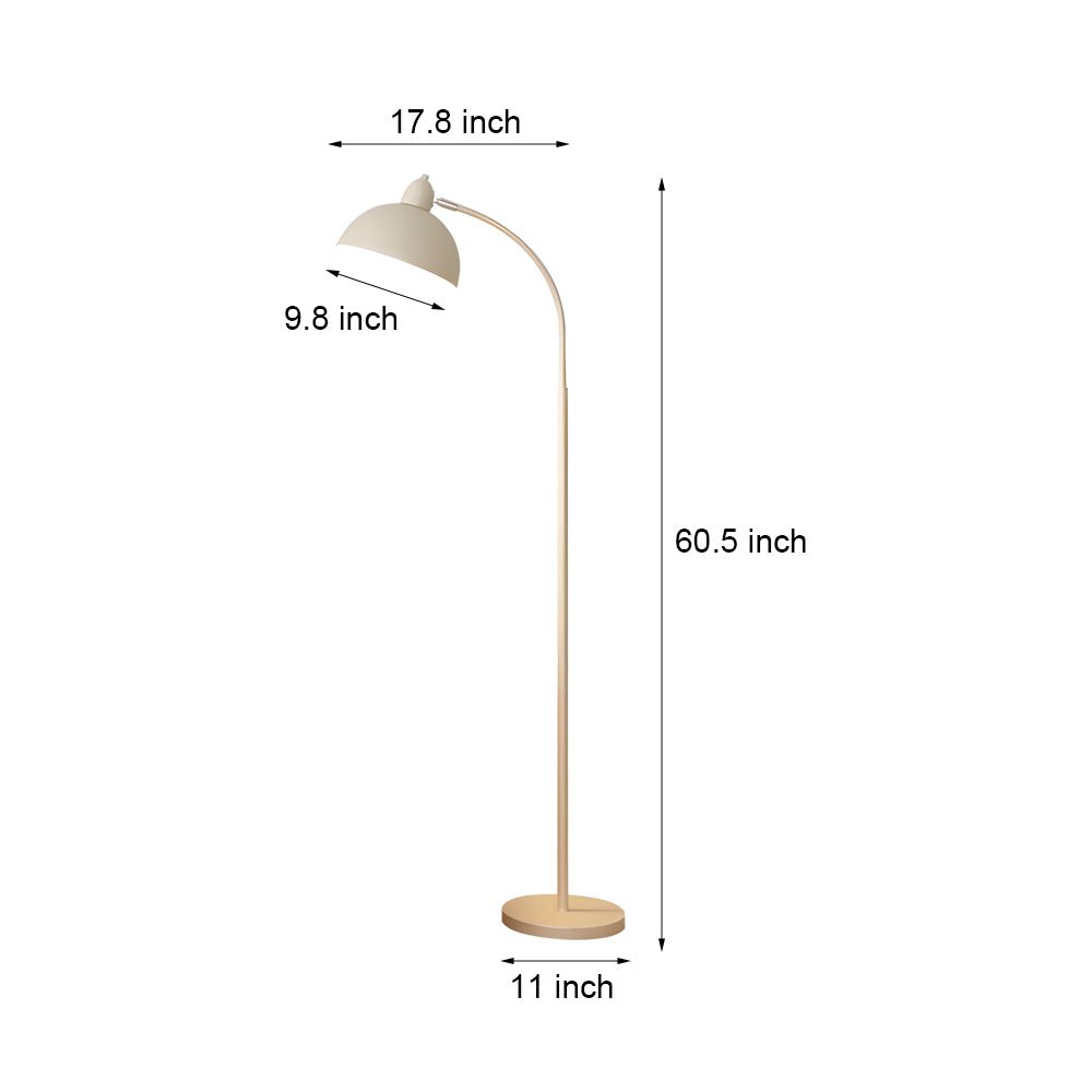 White Arc Floor Lamp with Dome Shade and Marble Base